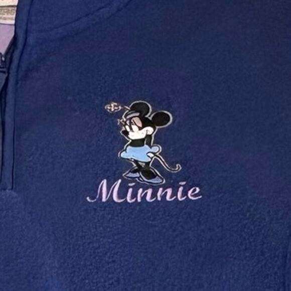 Vintage Disney Minnie Mouse 1/4 Zip Fleece Women's M | Blue Purple Pullover - Picture 3 of 12